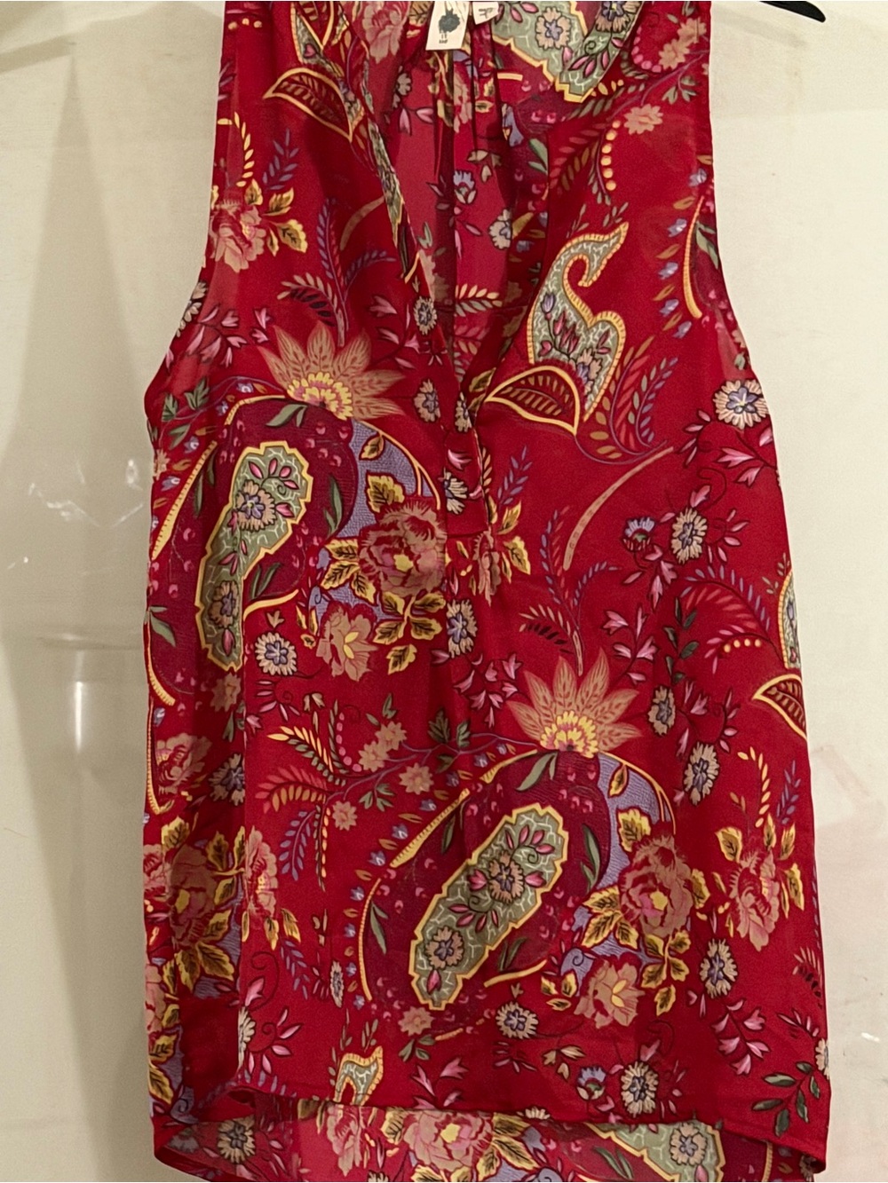 Red Floral Paisley V-Neck Sleeveless Camisole